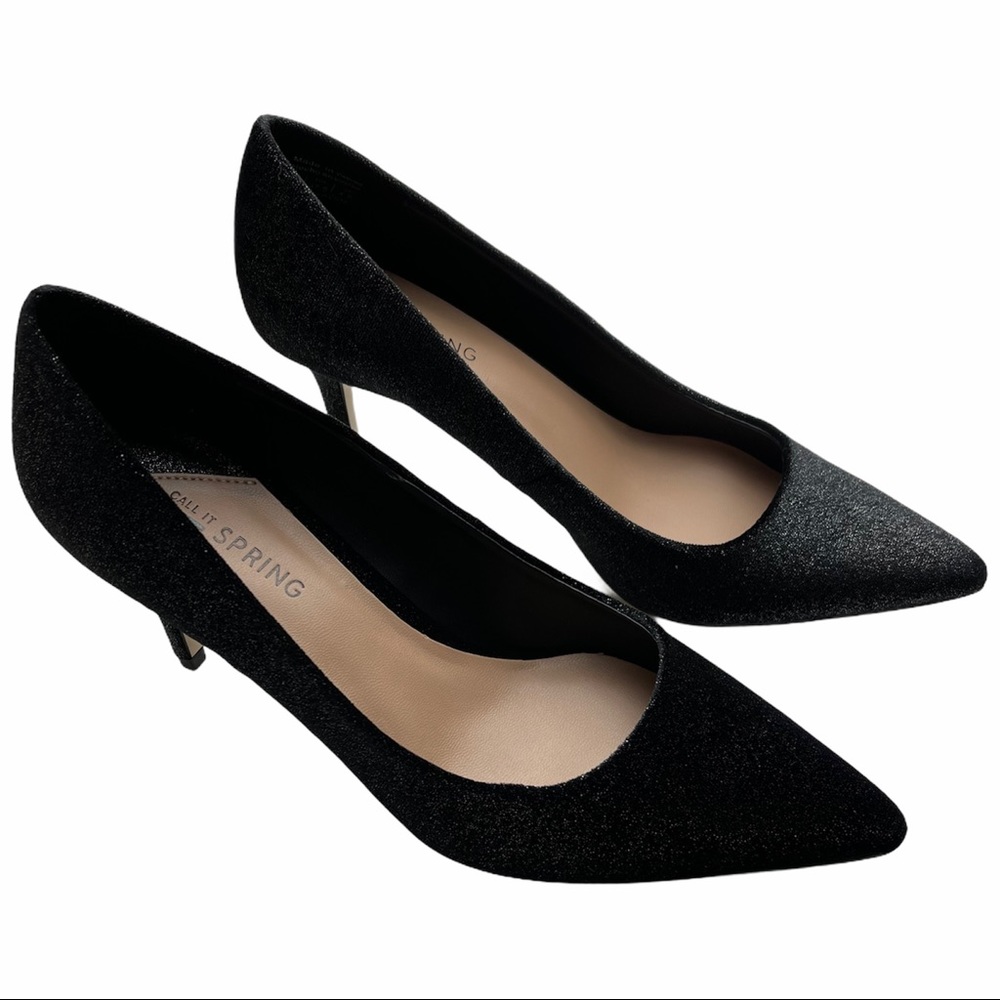 CALL IT SPRING Heels Pointed Toe Pump Black Sparkle NEW - Picture 15 of 15